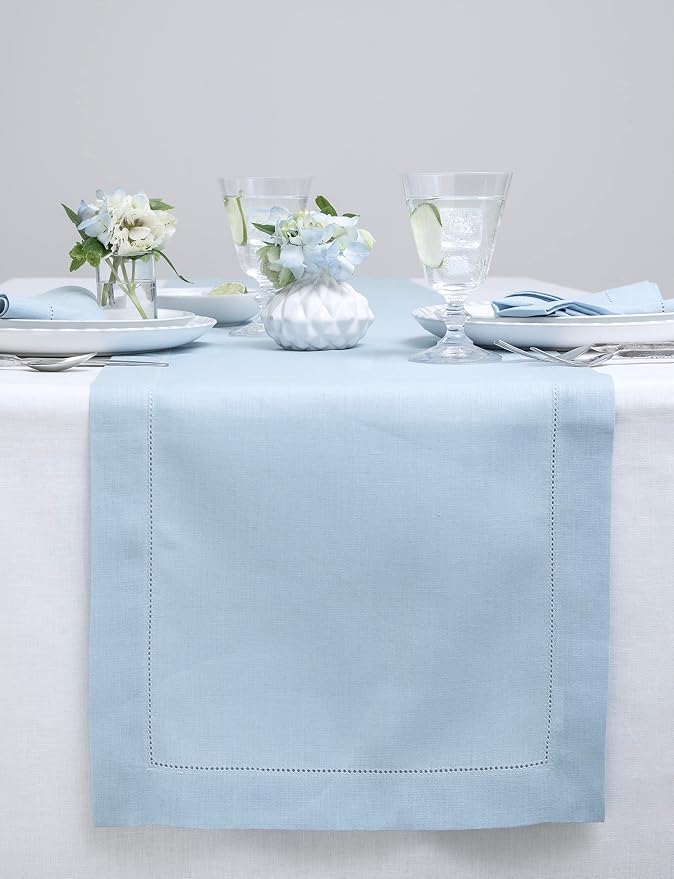 Solino Home Linen Sky Blue Table Runner 48 Inches by SolinoHome