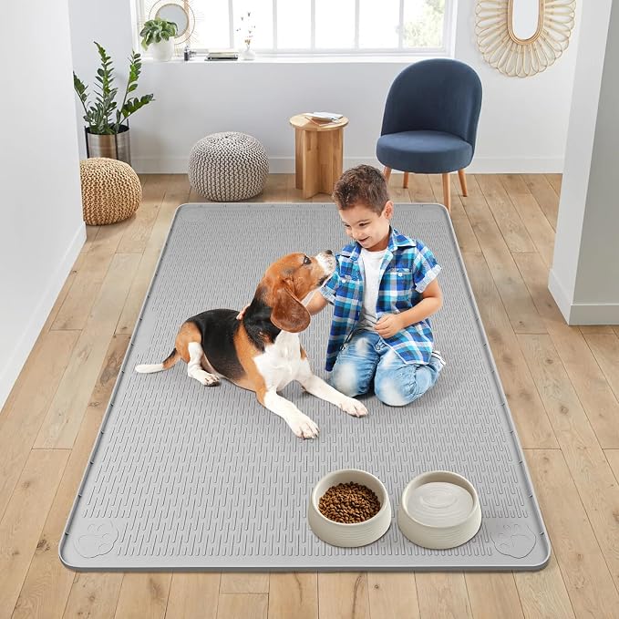Dog Food Mat, Extra Large 50" x 35" Silicone Pet Feeding Mat - Image 6