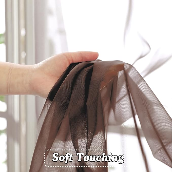OVZME 2 Panels Sheer Curtains 63 Inches Long Light Weight Soft Voile Drapes - Image 5