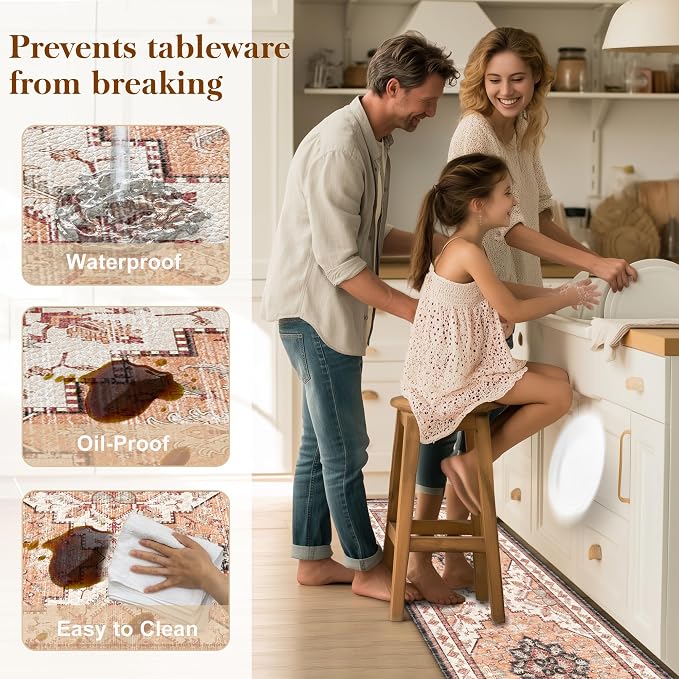 Boho Kitchen Mats for Floor 2 Piece Set Anti Fatigue Cushioned PVC Kitchen Rugs - Image 5