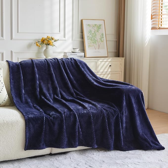 NEWCOSPLAY Super Soft Queen Blanket Dark Navy Premium Silky Flannel Fleece - Image 9