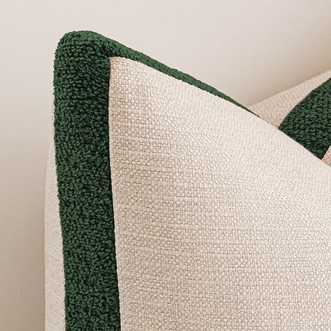 a moment Christmas Dark Green Loop Yarn Linen-Like Pillow Cover Natural Soft - Image 4
