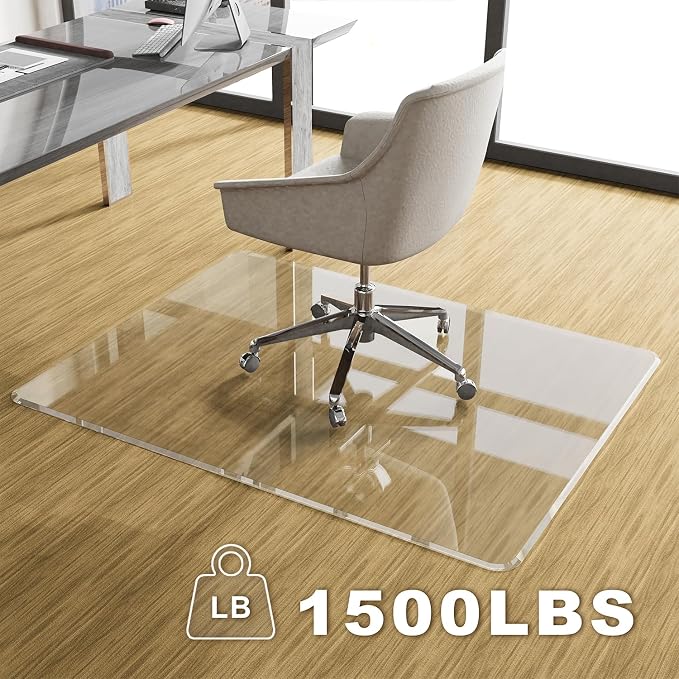 Beveled Edge Office Chair Mat for Carpet or Hardwood Floor 42" x 42" Clear - Image 4