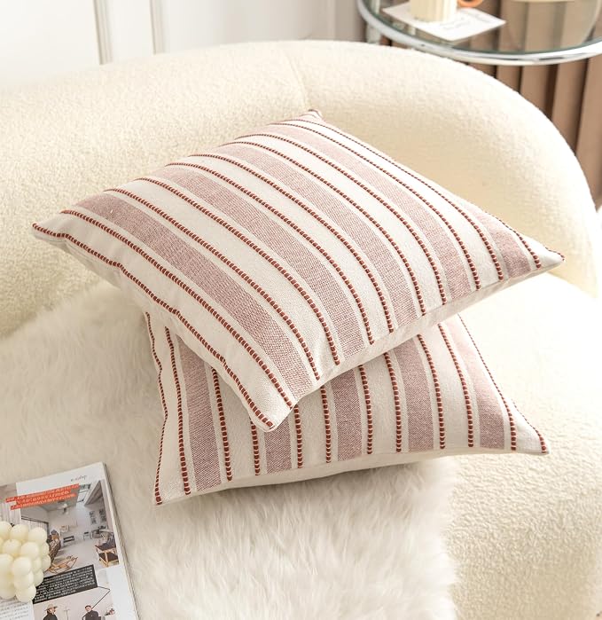 Decorative Boho Throw Pillow Covers, Farmhouse Textured Pillow Case, 20 x 20 - Image 3