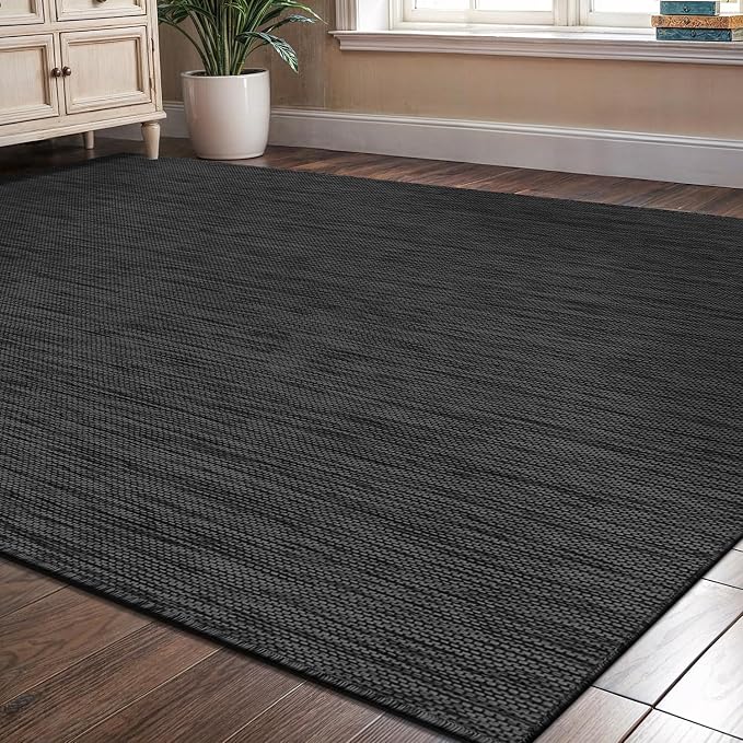 Washable Indoor Outdoor Rug 10x14 Weather Resistant Area Rugs Modern Solid - Image 6