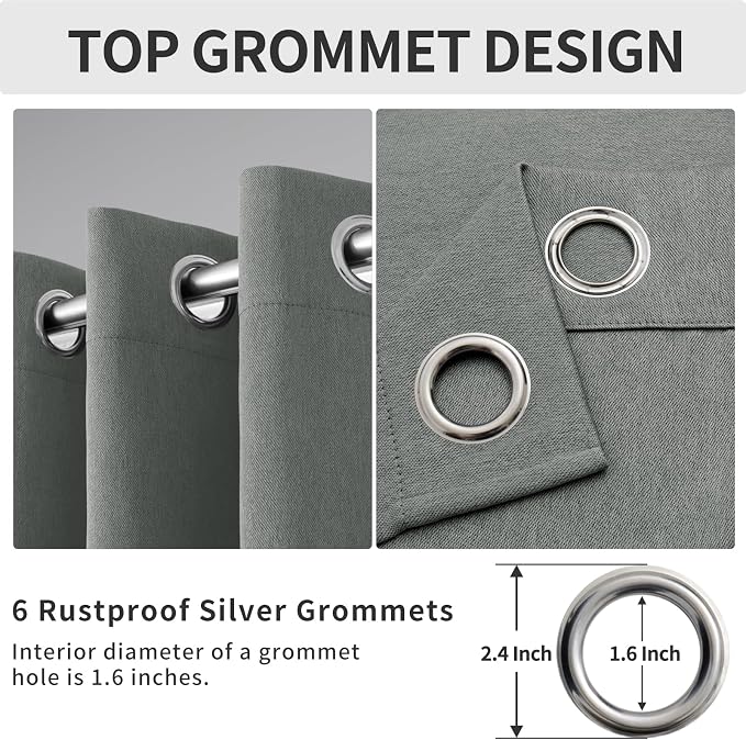 Easy-Going Linen Look Blackout Curtain Grommet Window Curtain Drapes - Image 6