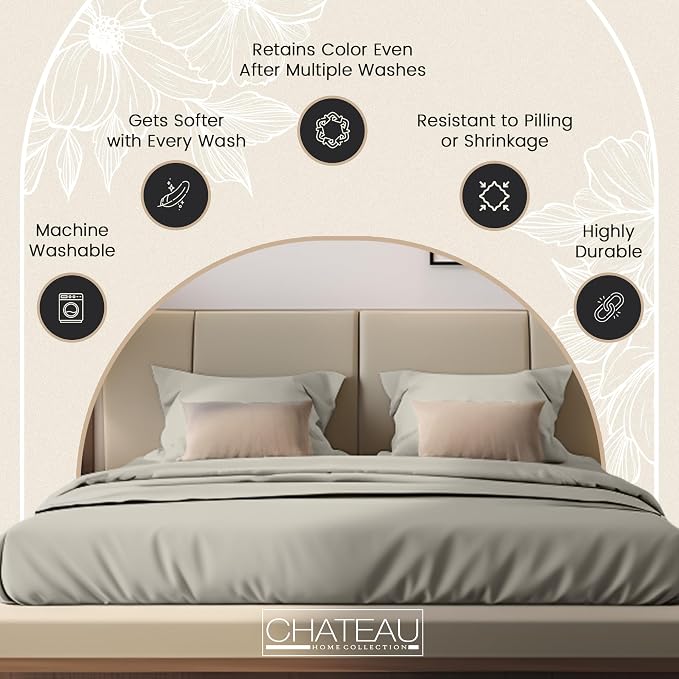 100% Cotton Sheets King Size Sheets Set, Soft Sateen Weave Luxury Hotel Sheets - Image 6