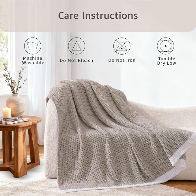 WRENSONGE Pineapple Stitch Throw Blanket, Sand Soft Cozy Fluffy Warm Hand Made - Image 2