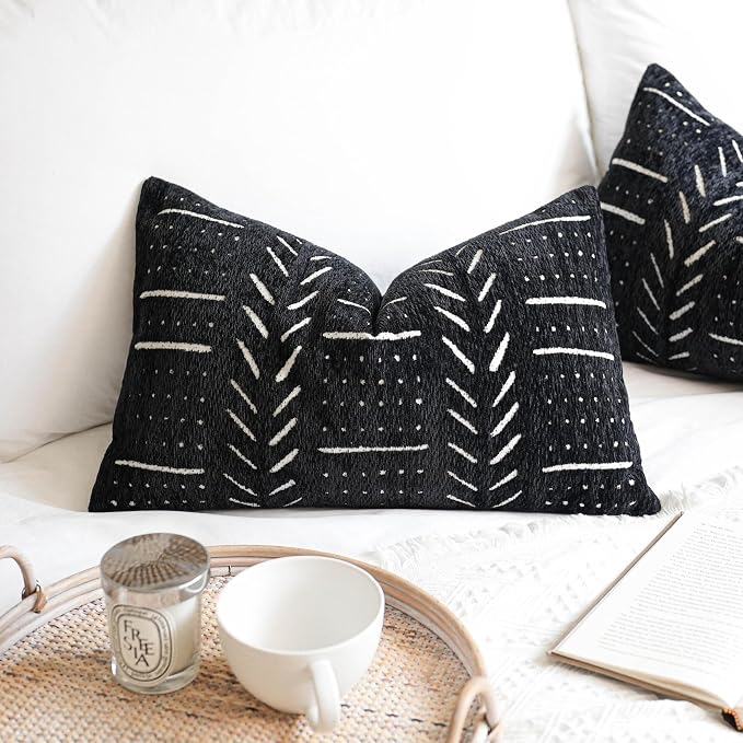 BlissBlush Black Decorative Lumbar Throw Pillow Covers 12X20, Boho Farmhouse - Image 6
