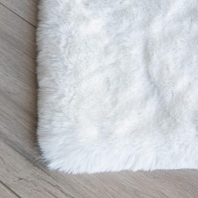 White Faux Bunny Fluffy Fur Rug Washable Area Rugs - Image 8