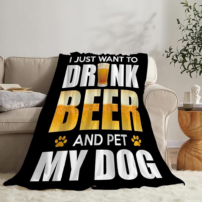 Funny Beer and Dog Throw Blanket - Image 7