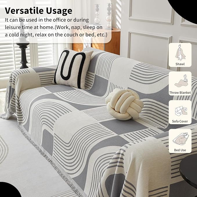 Boho Couch Cover Sofa Covers Washable, Chenille Couch Covers - Image 5