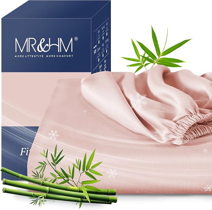 MR&HM Queen Fitted Sheet Only, Ultra-Soft Rayon Derived from Bamboo & Polyester by MRHM