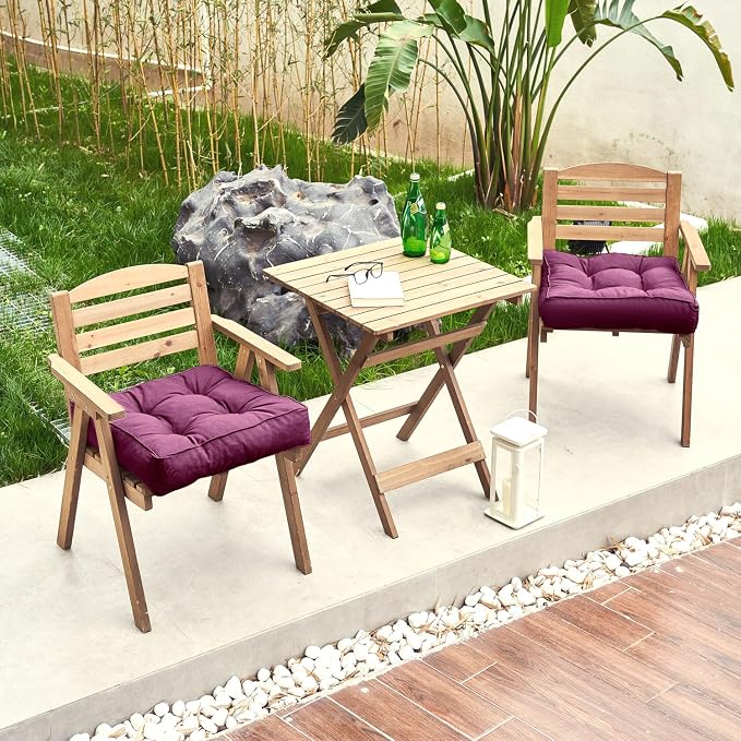ARTPLAN Outdoor Seat Cushion, Square Thick Tufted Pure Chair Cushion - Image 3
