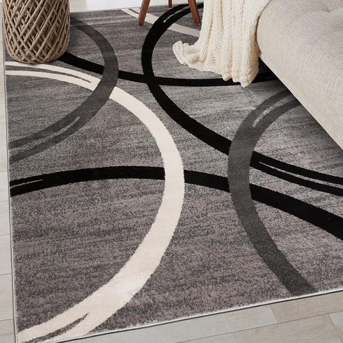 Rugshop Wavy Circles Design Area Rug, Carpet - Image 8