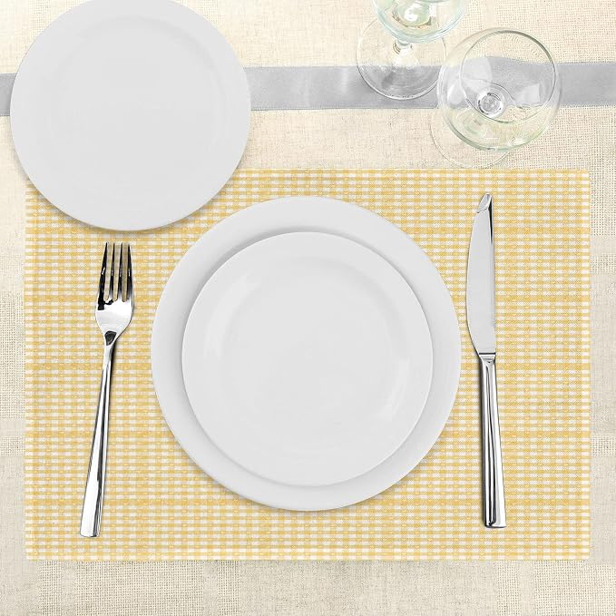 Ambesonne Vintage Place Mats Set of 4, Gingham Pattern - Image 3