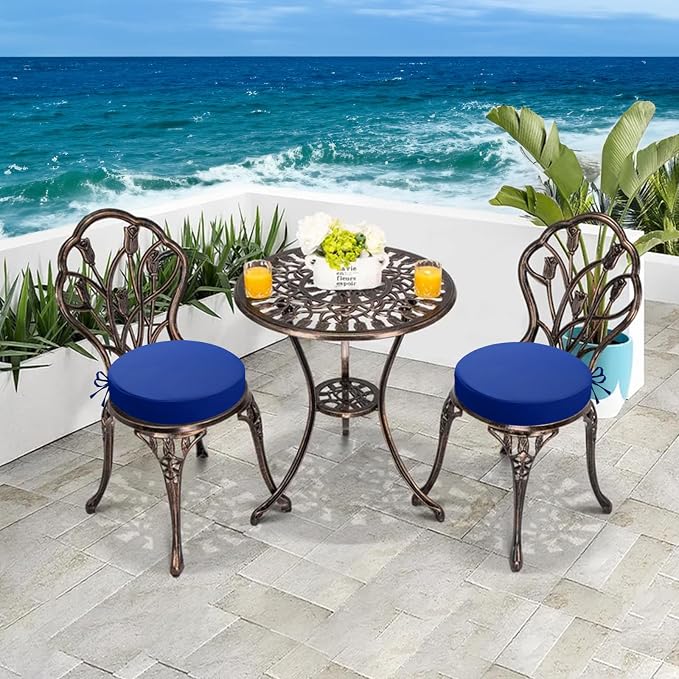 idee-home Outdoor Bistro Chair Cushions, 15”x15”x 3” Thick Outdoor Round Seat - Image 6