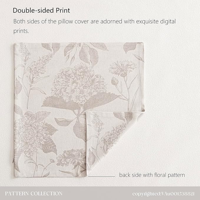 Foindtower Set of 2 Linen Floral Vintage Throw Pillow Covers Neutral Accent - Image 7