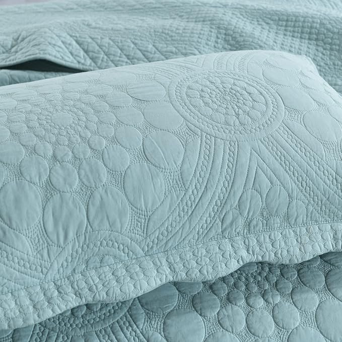 MarCielo 3-Piece 100% Cotton Oversized Bedspread Lightweight Quilt Coverlet - Image 8