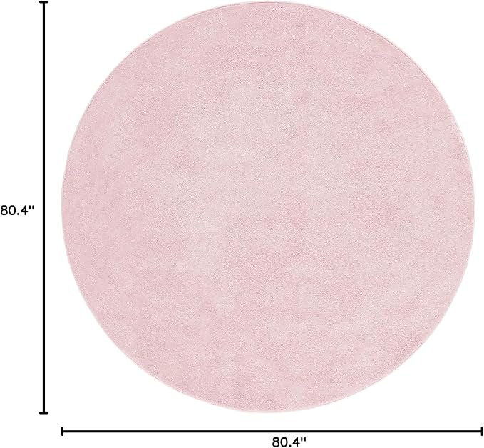 SAFAVIEH Pattern and Solid Collection 6'7" Round Pink PNS320 Non-Shedding Area - Image 2