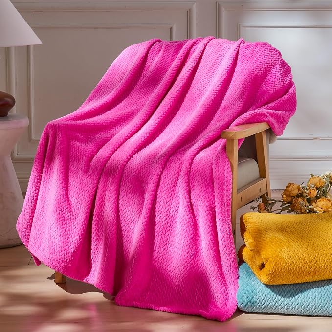 NEWCOSPLAY Super Soft Queen Blanket Hot Pink Premium Silky Flannel Fleece - Image 2