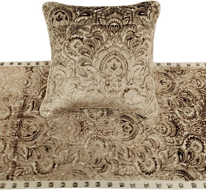 The HomeCentric King/Queen/Twin Beige Decorative Twin 53"x18" Bed Runner - Image 2