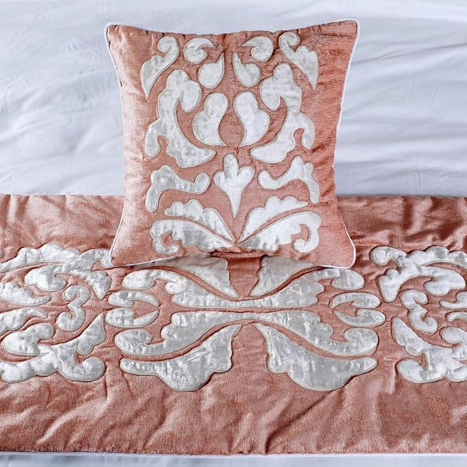 The HomeCentric Handmade Peach & Ivory King 90 x 18 inch Bed Runner Without - Image 5