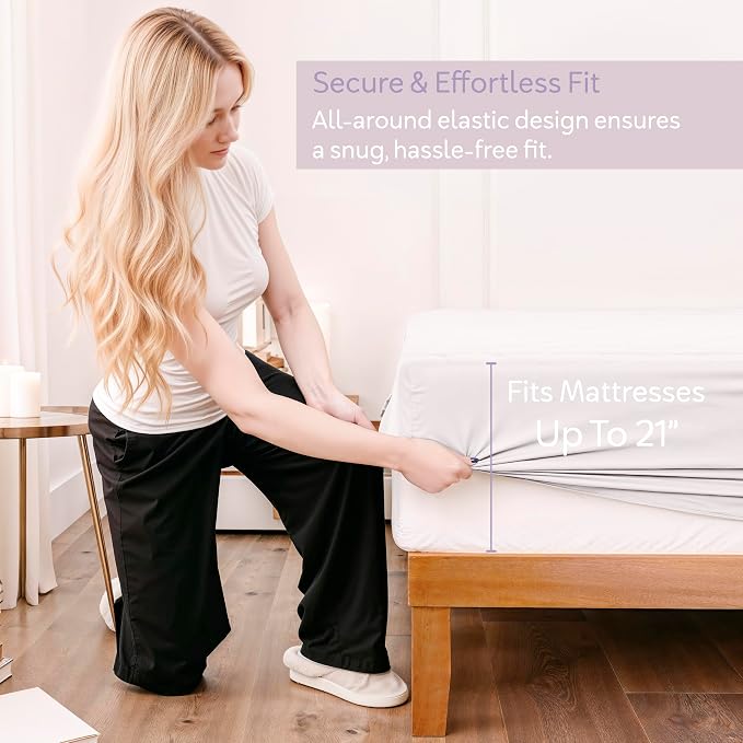 Hearth & Harbor 2 Pack Twin Size Quilted Fitted Mattress Pad Cover, 100% - Image 4