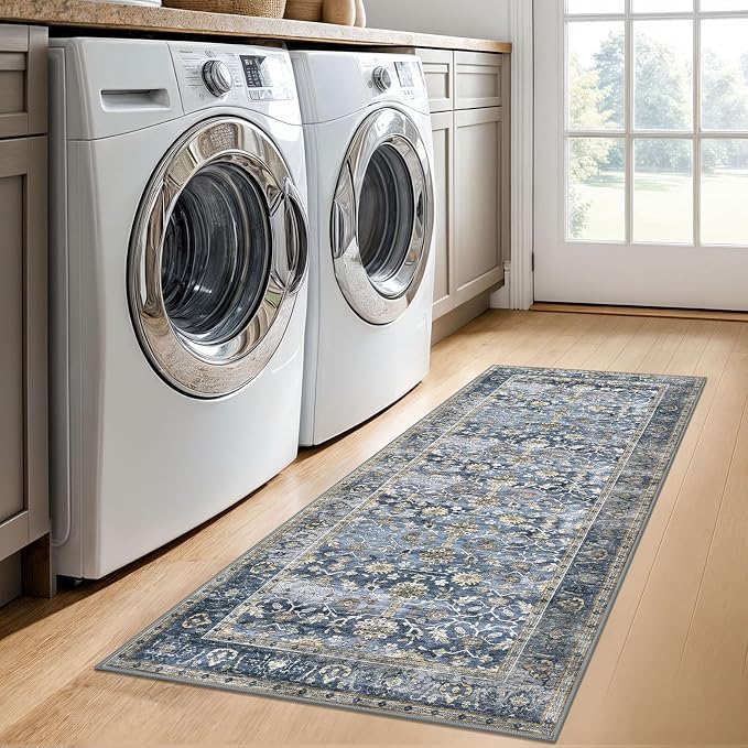KUTA Runners for Hallways 2x5 ft, Vintage Floral Rug Non-Slip Washable Kitchen - Image 3