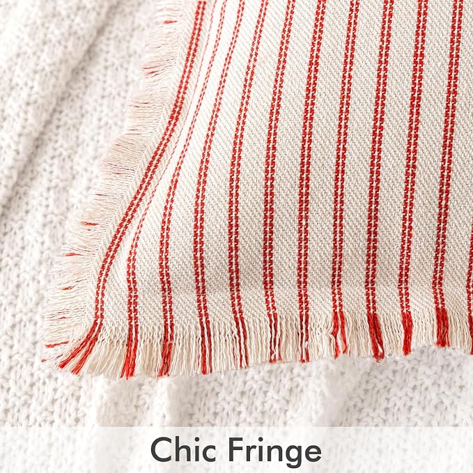 MIULEE Pack of 2 Christmas Red Pillow Covers 20x20 Inch Striped Farmhouse Couch - Image 8