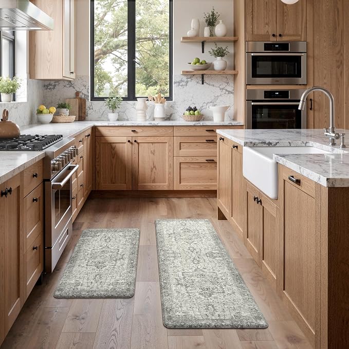GENIMO Kitchen Mats for Floor 2PCs, Washable Anti Fatigue Mat for Cushioned by GENIMO