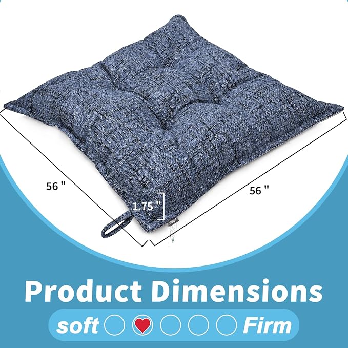 SINSOSSO Large Floor Pillow 22", Thickened Bite-Size Memory Foam Square - Image 2