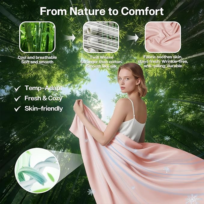 MR&HM Queen Fitted Sheet Only, Ultra-Soft Rayon Derived from Bamboo & Polyester - Image 2