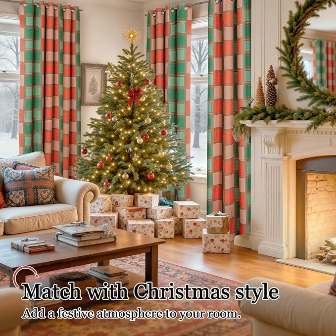 Plaid Christmas Curtains for Living Room - Image 2
