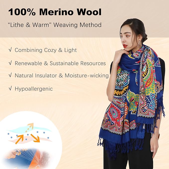 DANA XU 100% Merino Wool Pashmina Shawl - Image 4