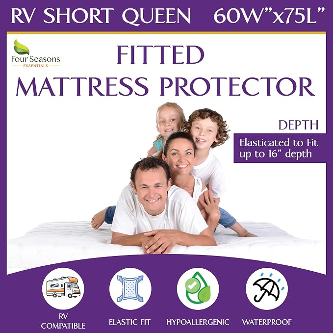 RV Short Queen Mattress Protector – Mattress Cover by FourSeasonsEssentials