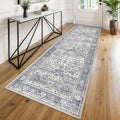 KUTA Vintage Washable Runner Rug, 2.6x8 Grey Blue Runners by KUTA
