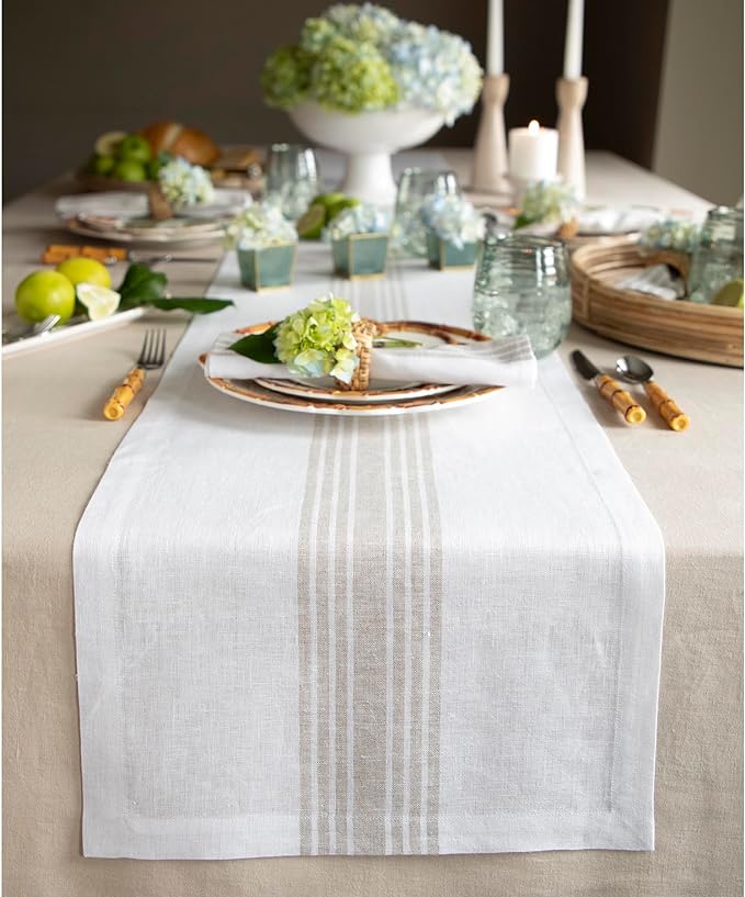 Solino Home Stripe Linen Table Runner 60 Inches by SolinoHome