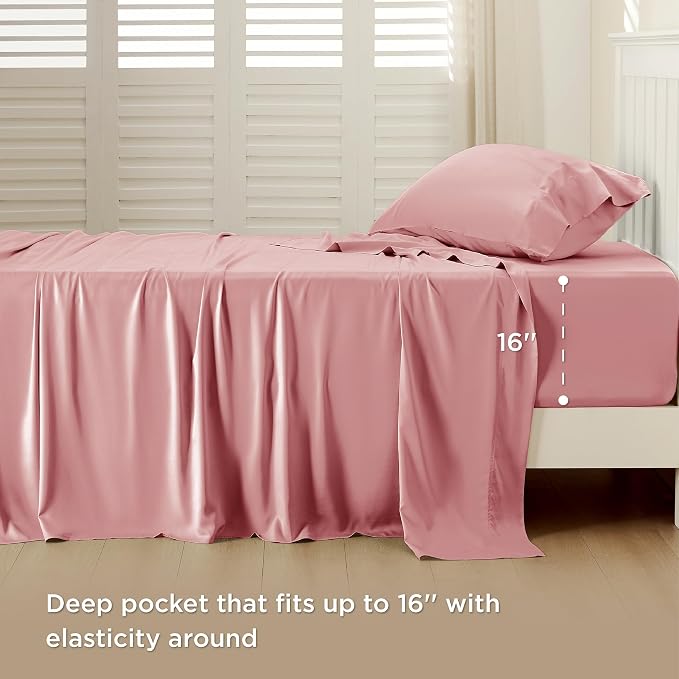 Bedsure Cooling Sheets Twin, Rayon Derived from Bamboo, Breathable & Soft Twin - Image 3