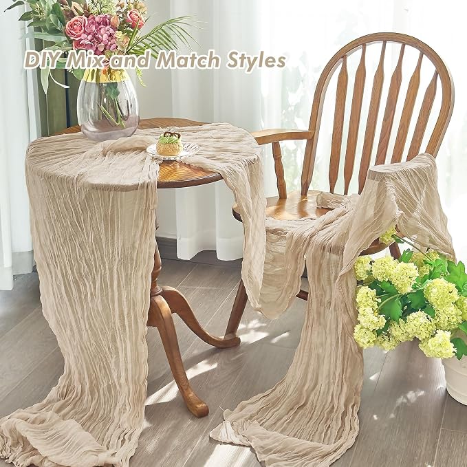 IVAPUPU 6 Pcs Cheesecloth Table Runner - 10ft Nude Boho Gauze Cheese Cloth - Image 5