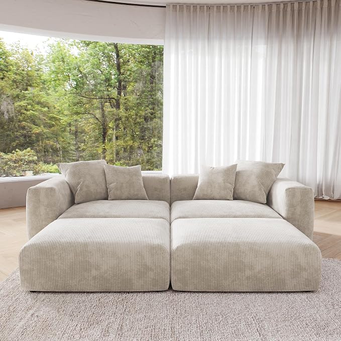 JACH Corduroy Sectional Couches - Image 5