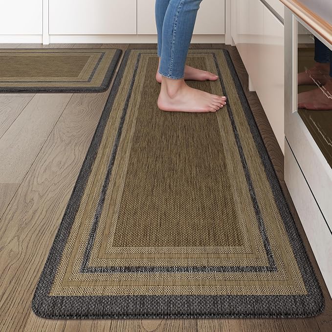 KIMODE Anti Fatigue Kitchen Mats, Boho Distressed Kitchen Floor Mats by KIMODE