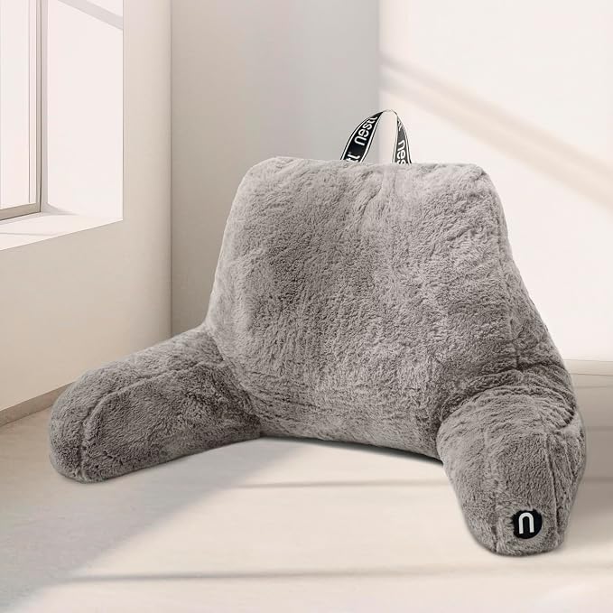 Nestl Fur Reading Pillow with Shredded Memory Foam, Stylish Back Pillow by Nestl
