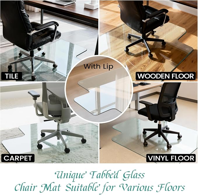 Tempered Glass Chair Mat with Lip, - Image 7