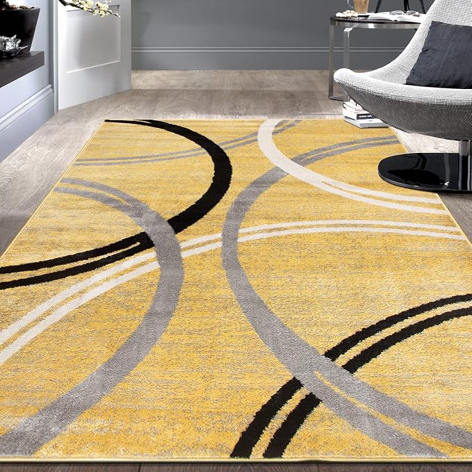 Rugshop Wavy Circles Design Area Rug, Carpet - Image 8