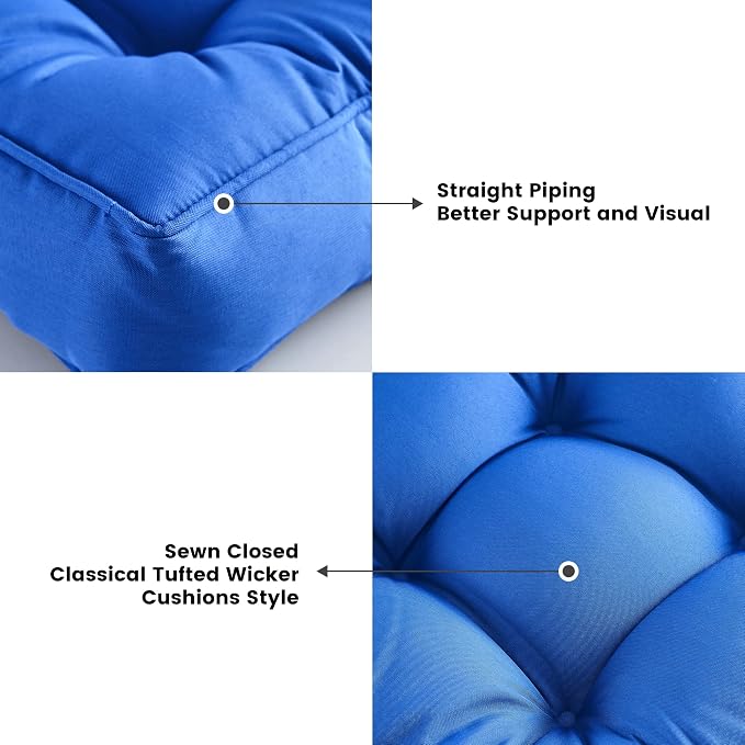 ARTPLAN Outdoor Seat Cushion, Square Thick Tufted Pure Chair Cushion - Image 4