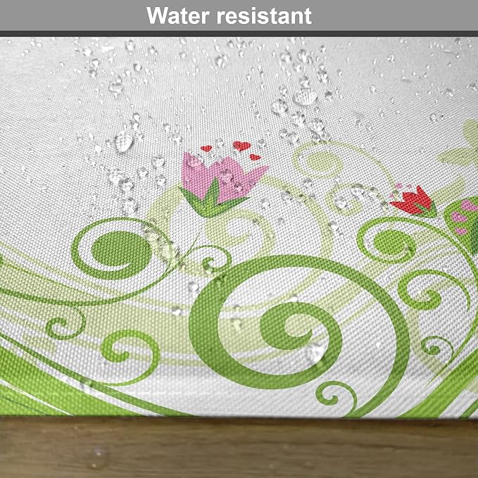 Ambesonne Green Flower Place Mats Set of 4, Blossoming Abstract Elements Swirls - Image 6
