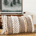 Decorative Boho-Chic Lumbar Pillow Cover 12x20 Premium Handwoven Tufted Cotton by Cozydeko
