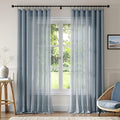 Anmao Natural Linen Curtains for Living Room 80 Inch Length 2 Panels Set by Anmao
