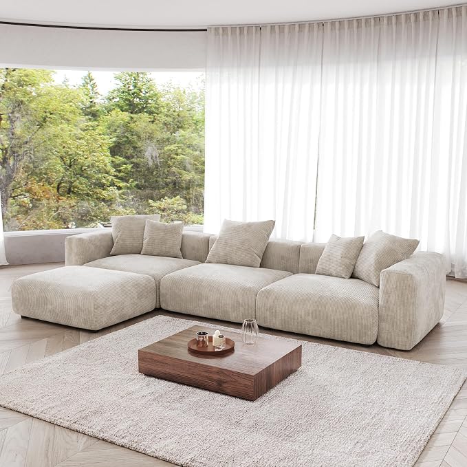 JACH Sectional Couch with 5 Pillows, Luxurious Modular Sectional Couch with - Image 6